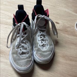 Jordan Kids' White and Black Sneakers with Red Accents